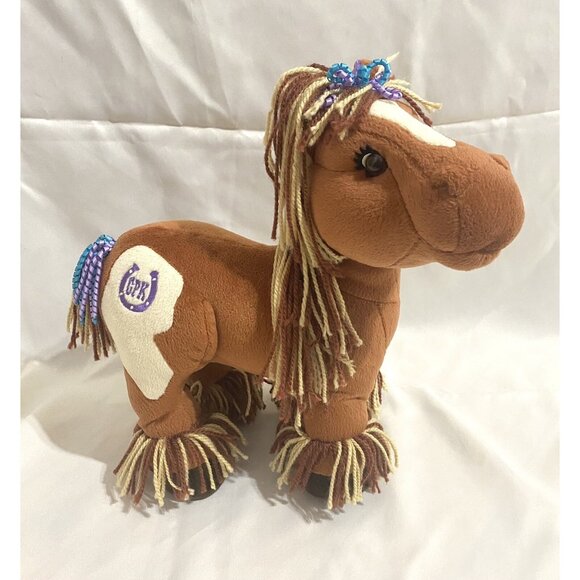 Cabbage Patch 2005 Plush Horse Pony Brown & White w Purple & Blue Ribbons 13” - Picture 1 of 6